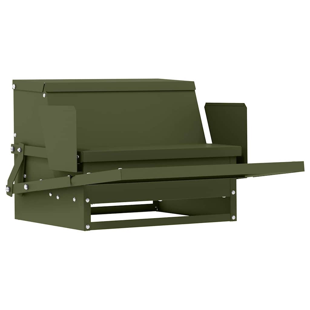 Hühnertretfeeder Olive Grün 50 x 40 x 29 cm Kaltgewalzter Stahl
