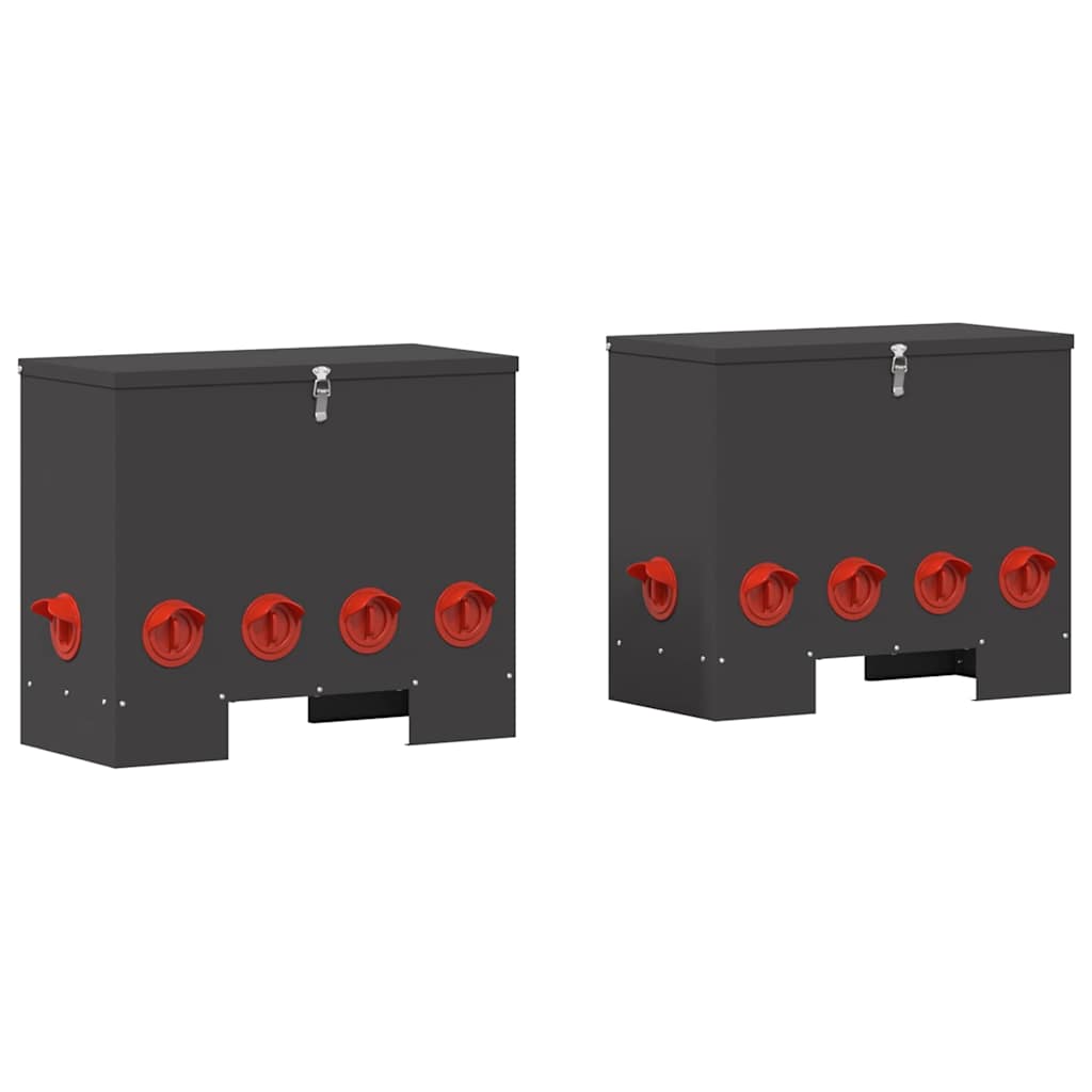 Hühnerfütterer 2 pcs Schwarz 60,5 x 29 x 51 cm