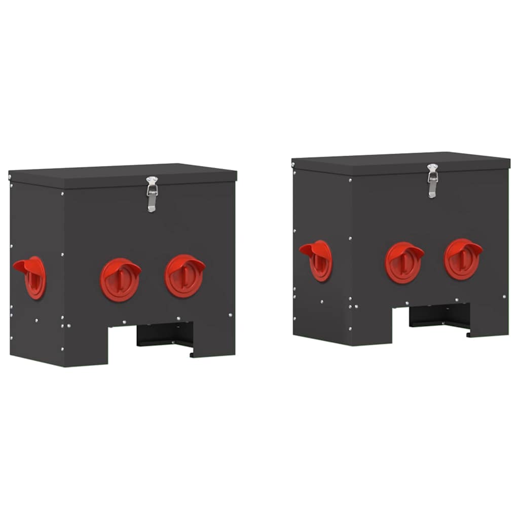 Hühnerfütterer 2 pcs Schwarz 40,5 x 25 x 38 cm