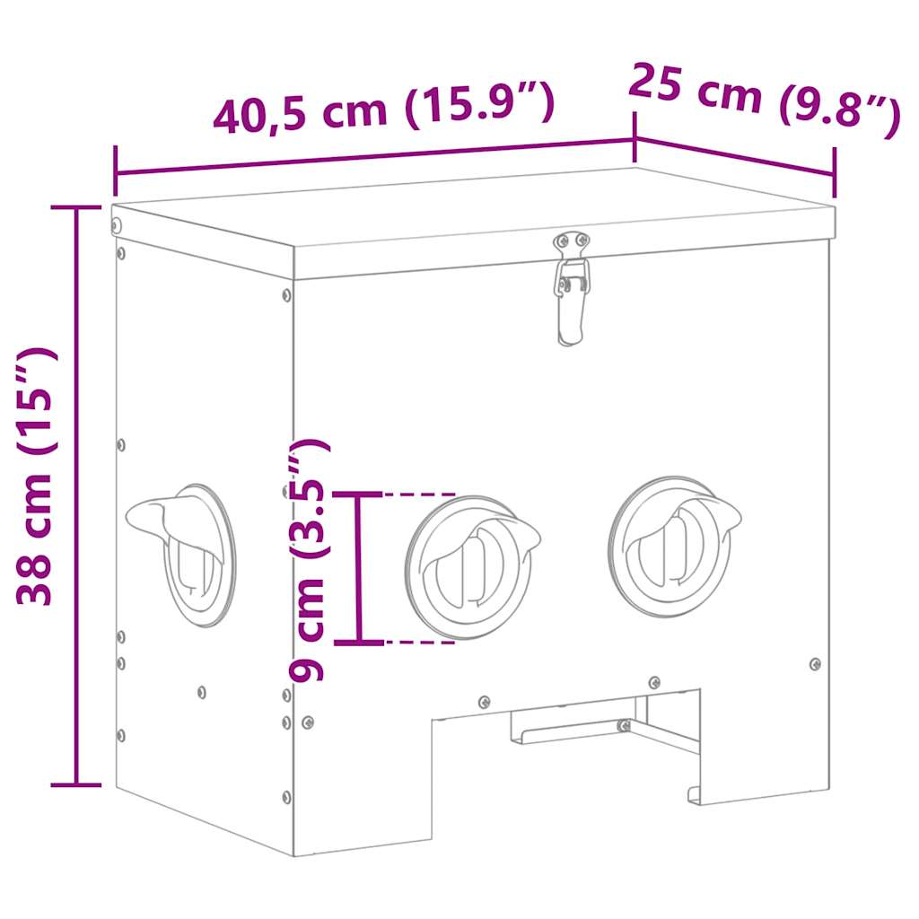 Hühnerfütterer 2 pcs Schwarz 40,5 x 25 x 38 cm