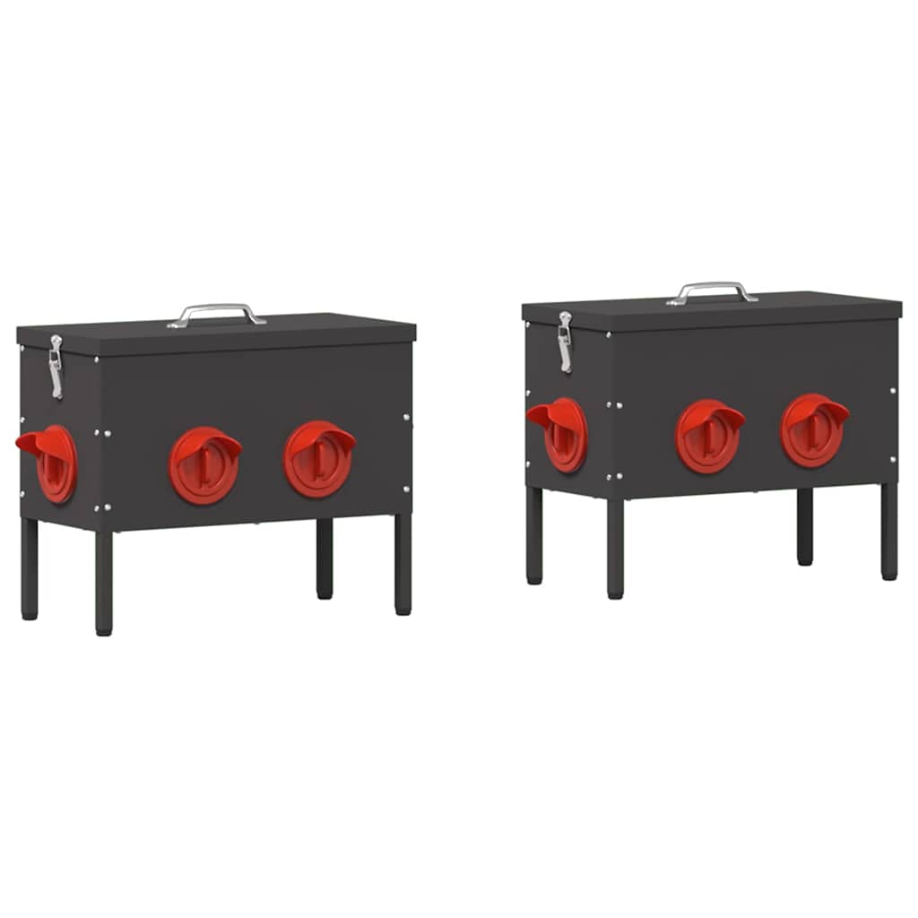 Hühnerfütterer 2 pcs Schwarz 41,5 x 20,5 x 33 cm