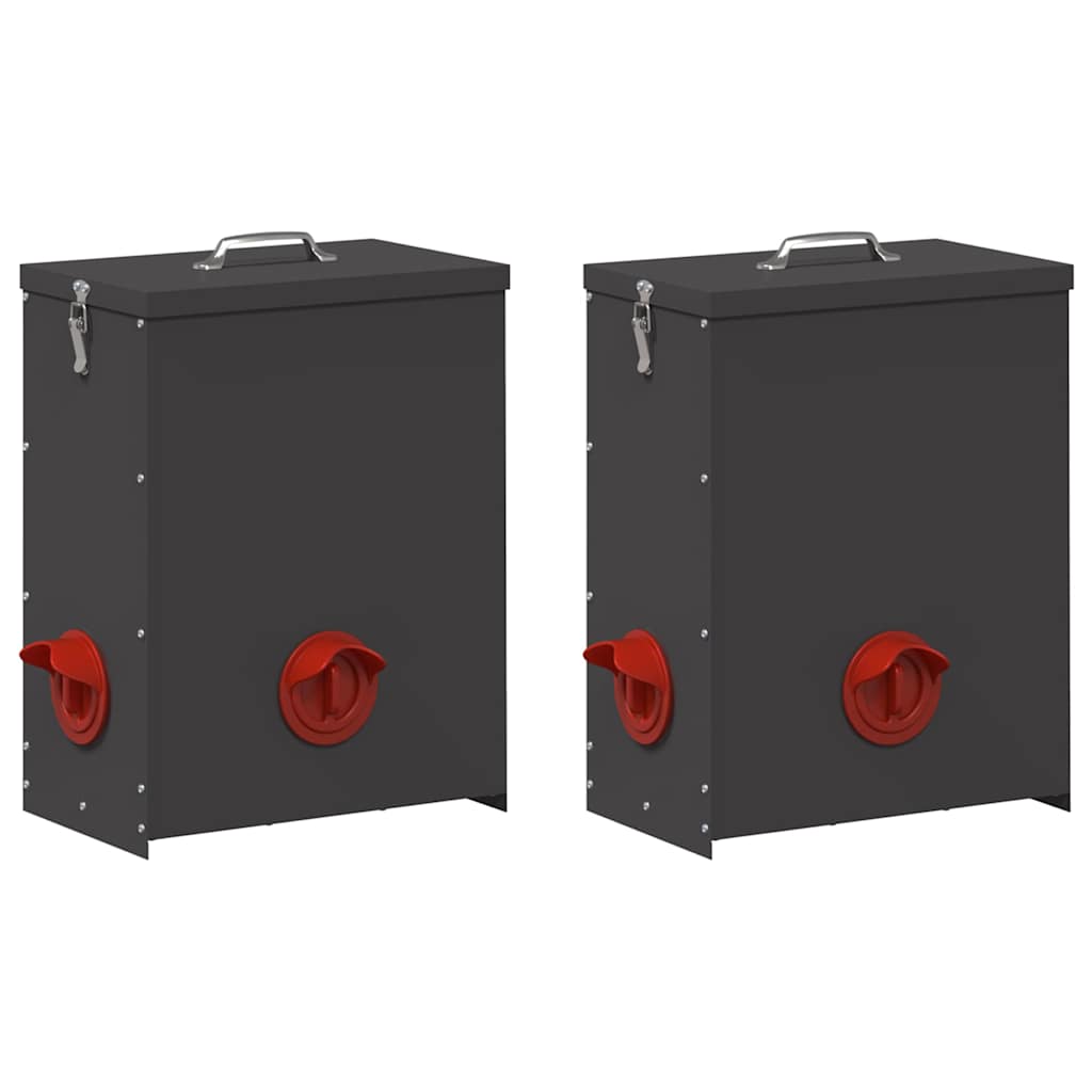 Hühnerfütterer 2 pcs Schwarz 32,5 x 20,5 x 43 cm