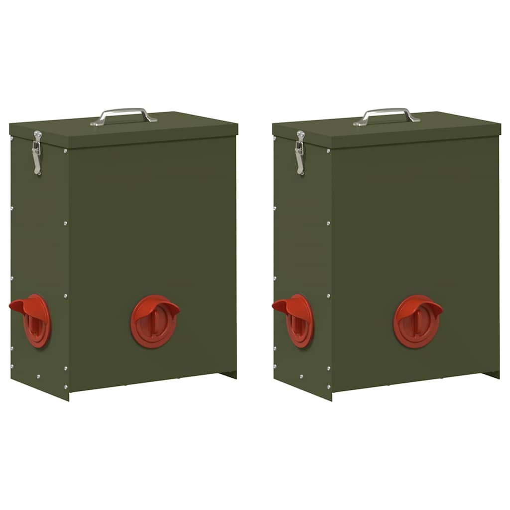 Hühnerfütterer 2 pcs Olive Grün 32,5 x 20,5 x 43 cm