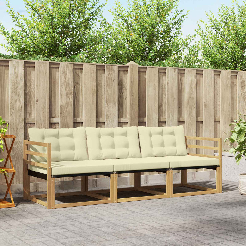 Outdoor-Sofagarnitur mit Kissen 3 pcs Weiß und Creme