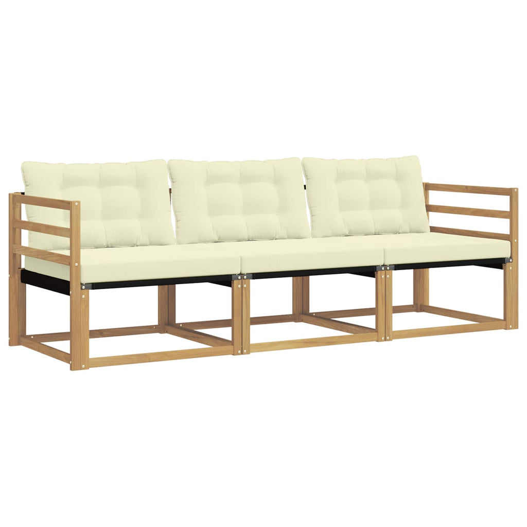 Outdoor-Sofagarnitur mit Kissen 3 pcs Weiß und Creme