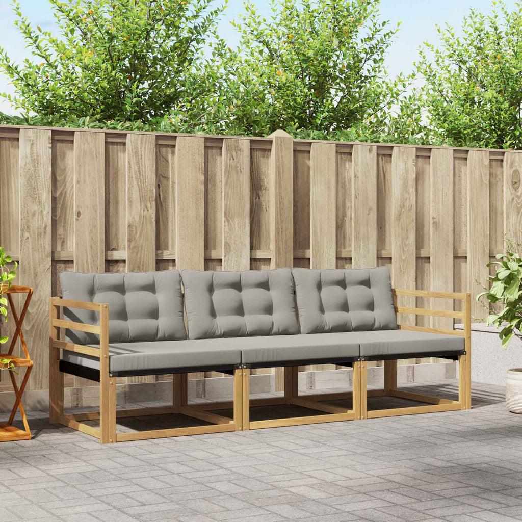 Outdoor-Sofagarnitur mit Kissen 3 pcs Weiß und Hellgrau