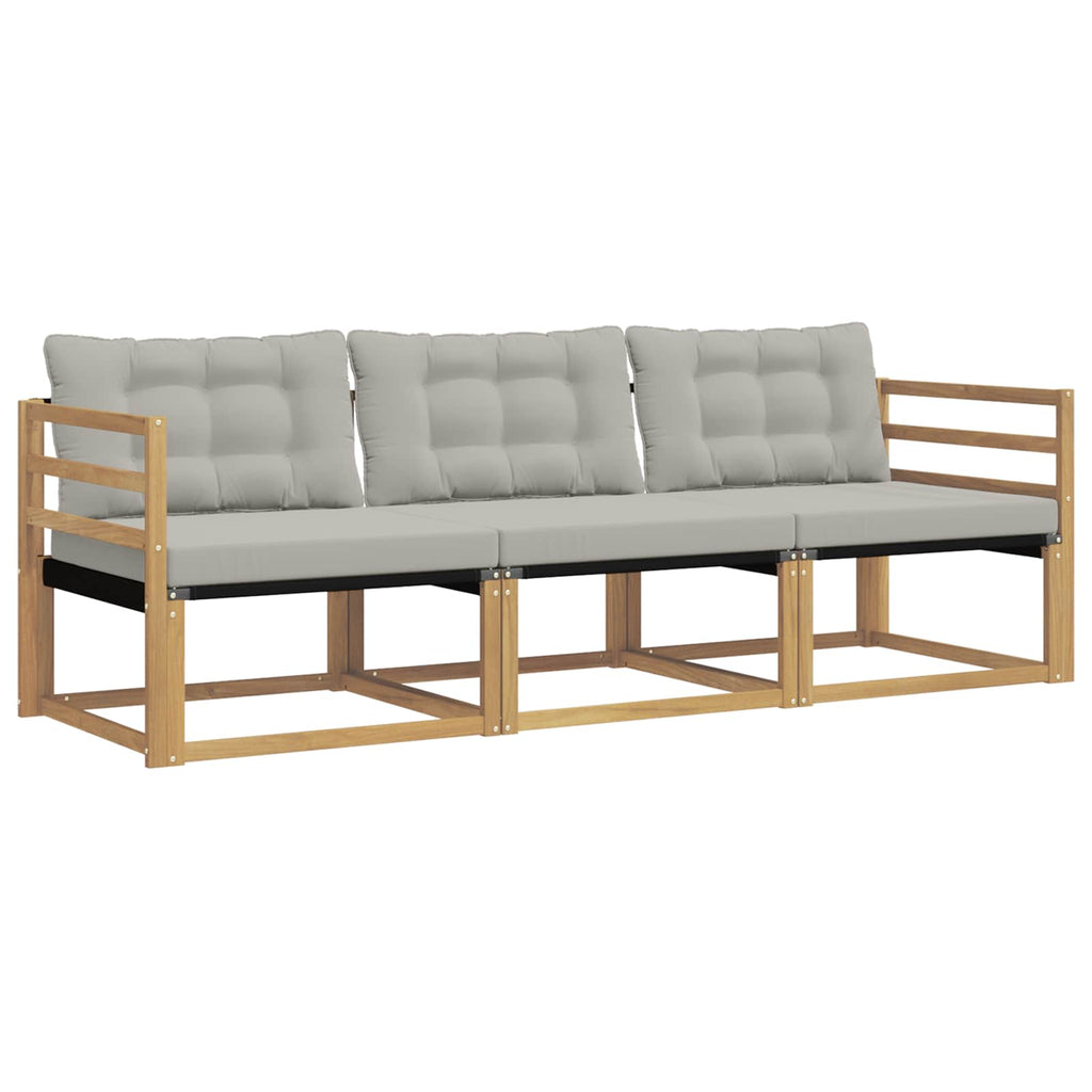 Outdoor-Sofagarnitur mit Kissen 3 pcs Weiß und Hellgrau