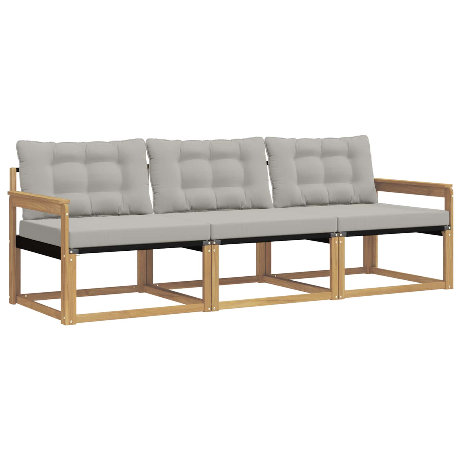 Outdoor-Sofagarnitur mit Kissen 3 pcs Weiß und Hellgrau