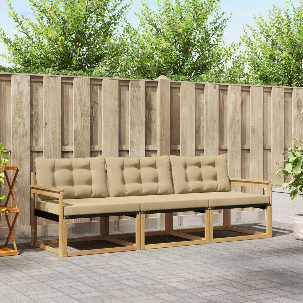 Outdoor-Sofagarnitur mit Kissen 3 pcs Weiß und Beige