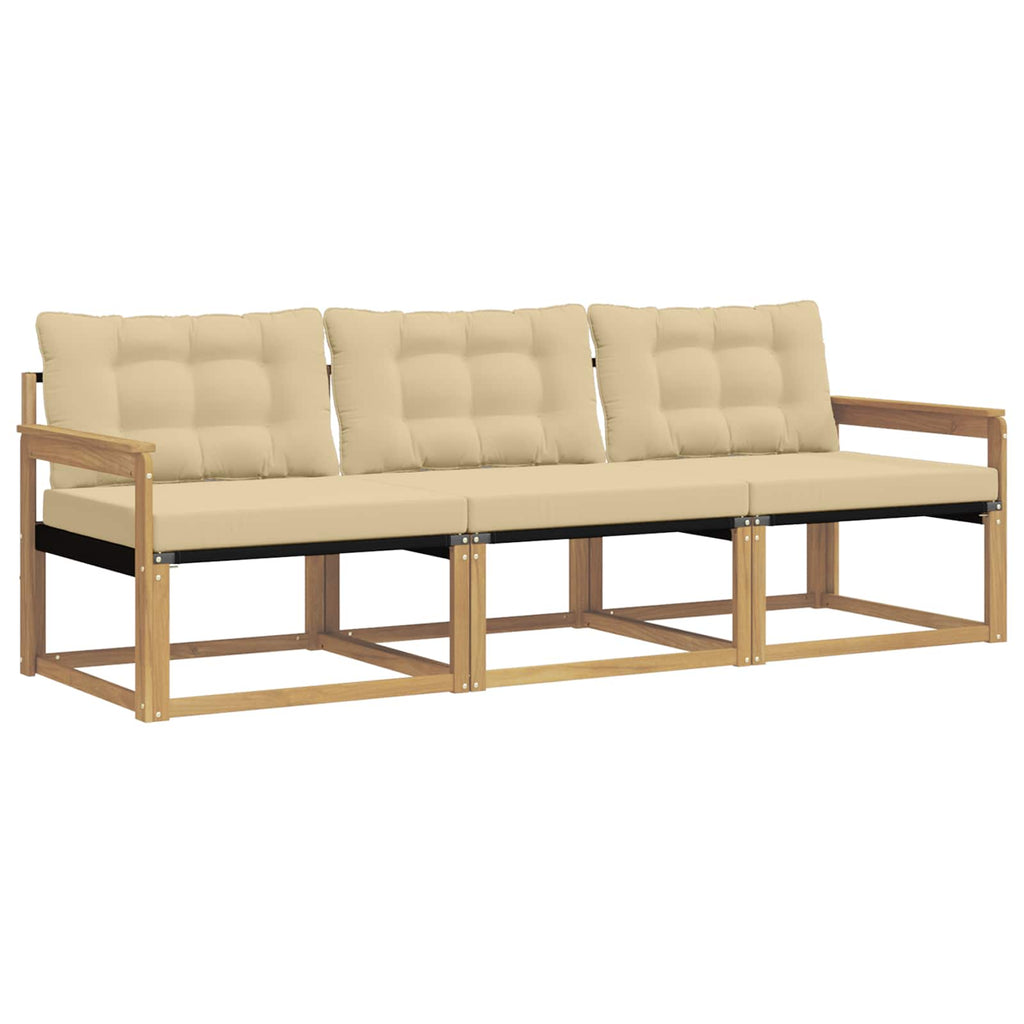 Outdoor-Sofagarnitur mit Kissen 3 pcs Weiß und Beige
