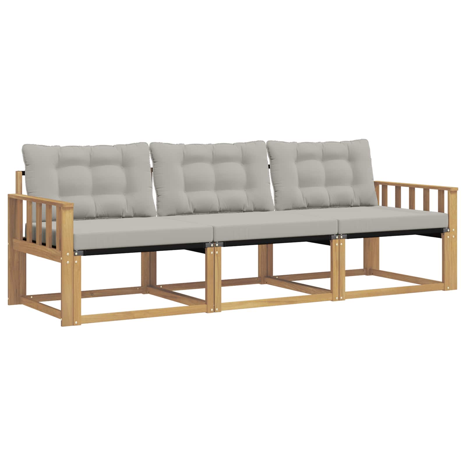 Outdoor-Sofagarnitur mit Kissen 3 pcs Weiß und Hellgrau