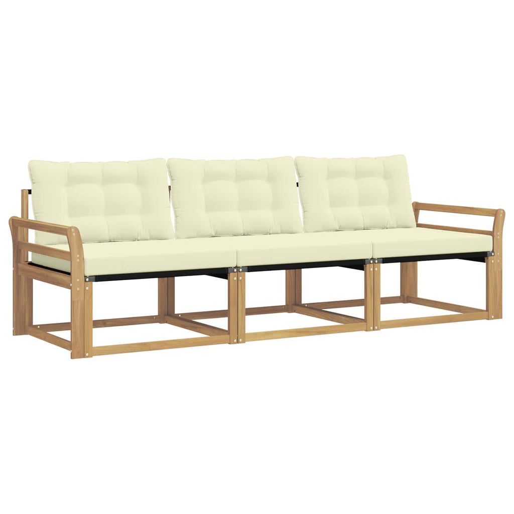Outdoor-Sofagarnitur mit Kissen 3 pcs Weiß und Creme