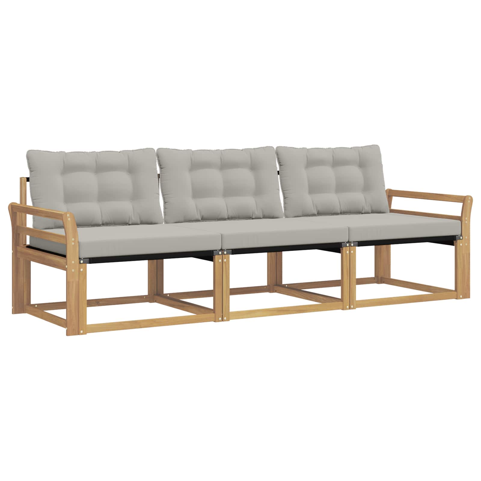 Outdoor-Sofagarnitur mit Kissen 3 pcs Weiß und Hellgrau