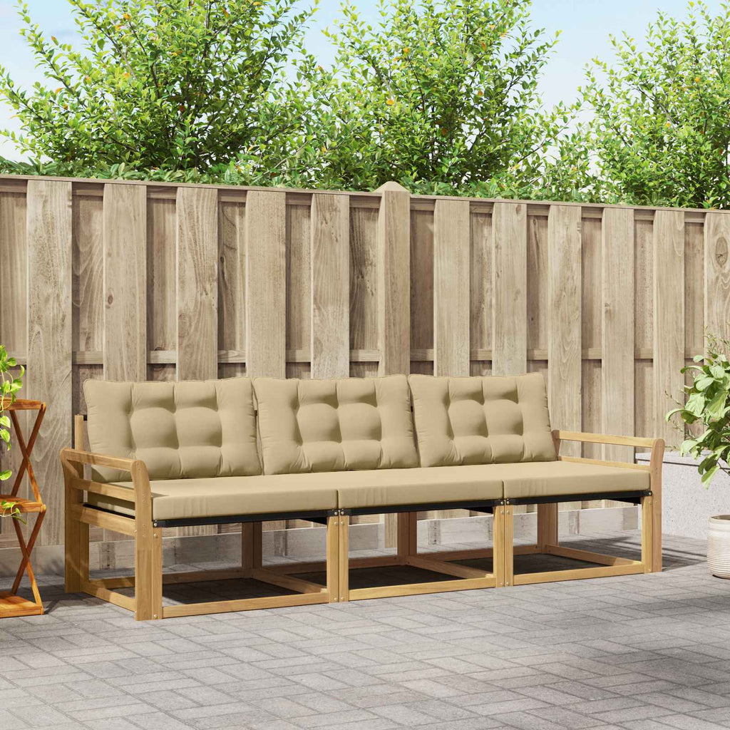 Outdoor-Sofagarnitur mit Kissen 3 pcs Weiß und Beige