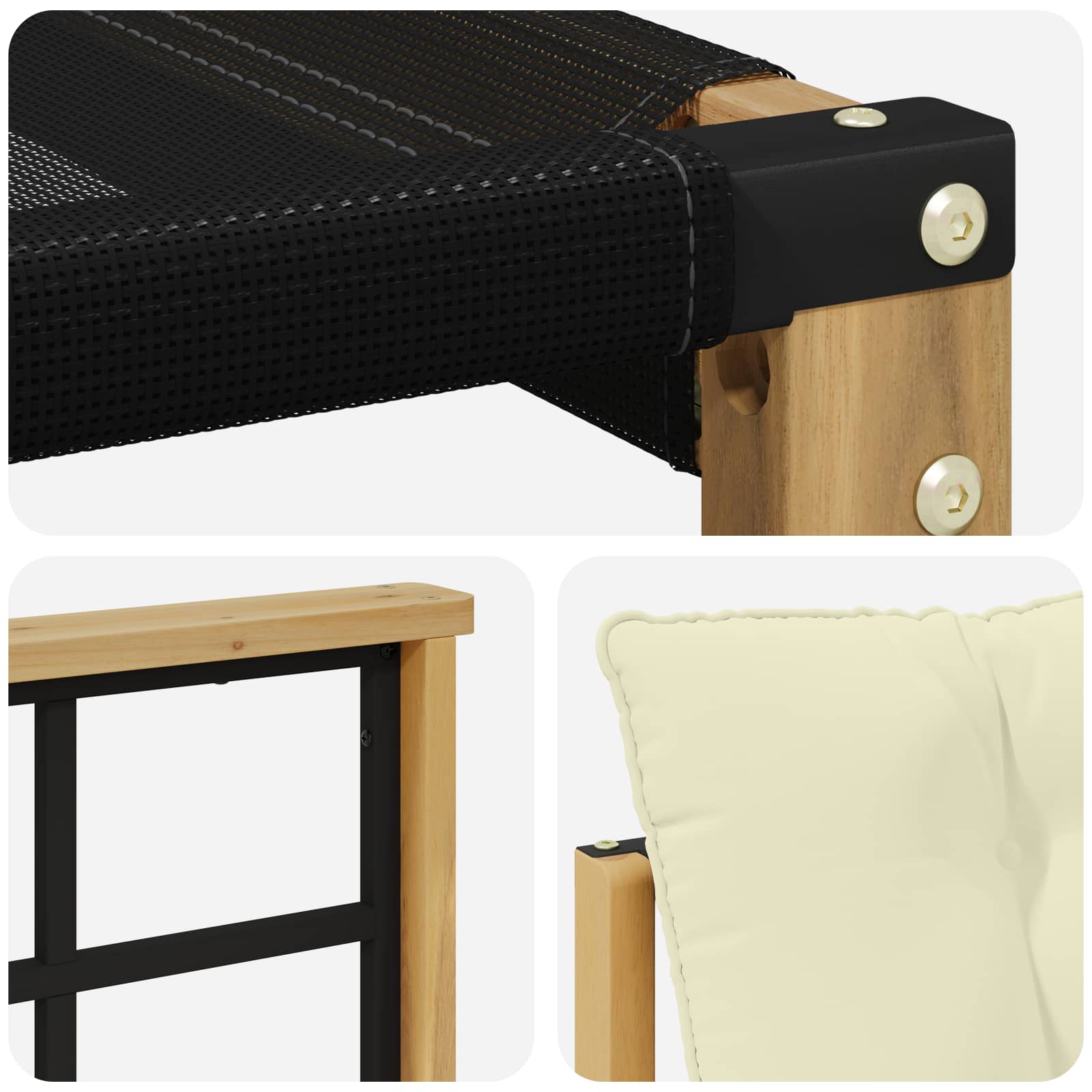 Outdoor-Sofagarnitur mit Kissen 3 pcs Weiß und Creme