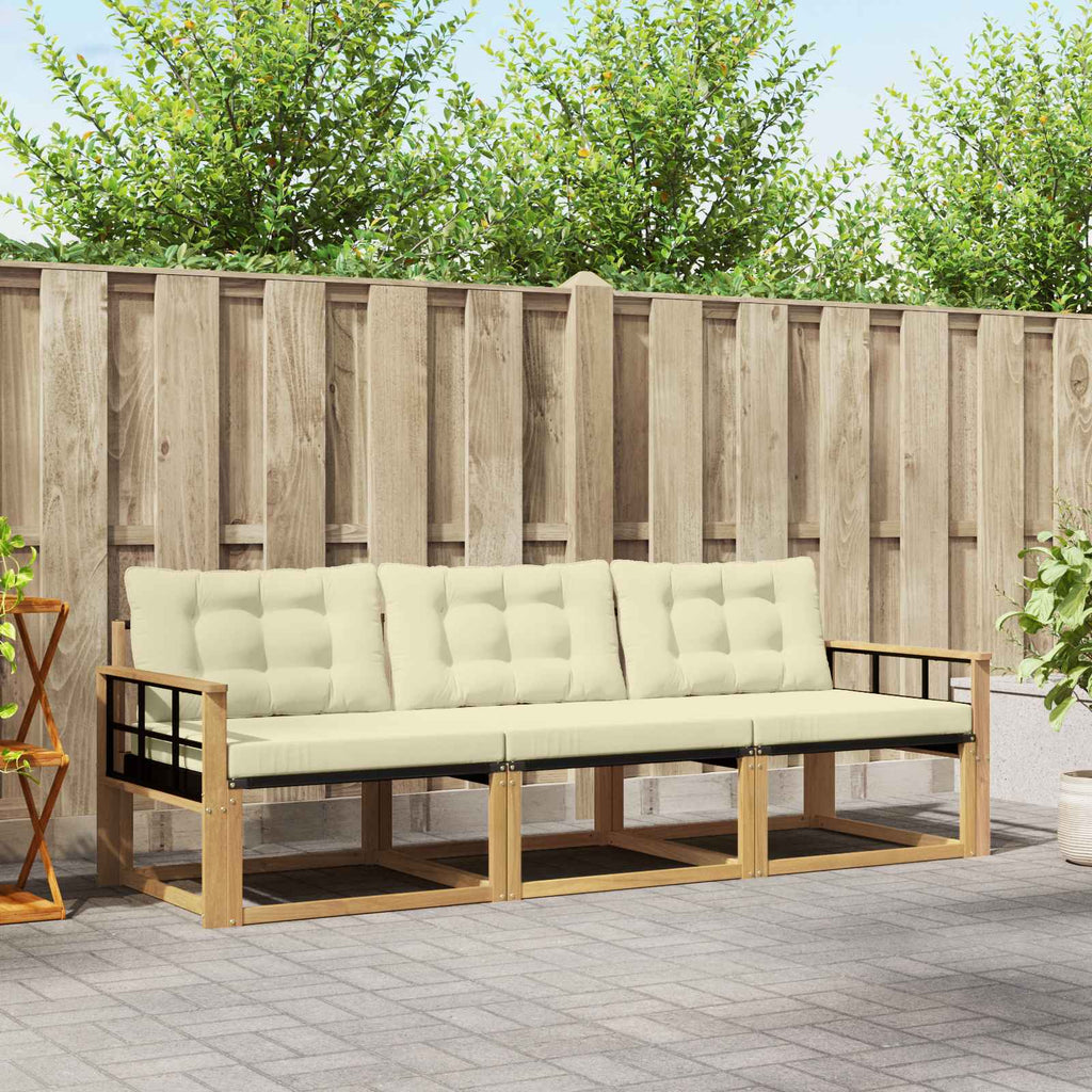 Outdoor-Sofagarnitur mit Kissen 3 pcs Weiß und Creme