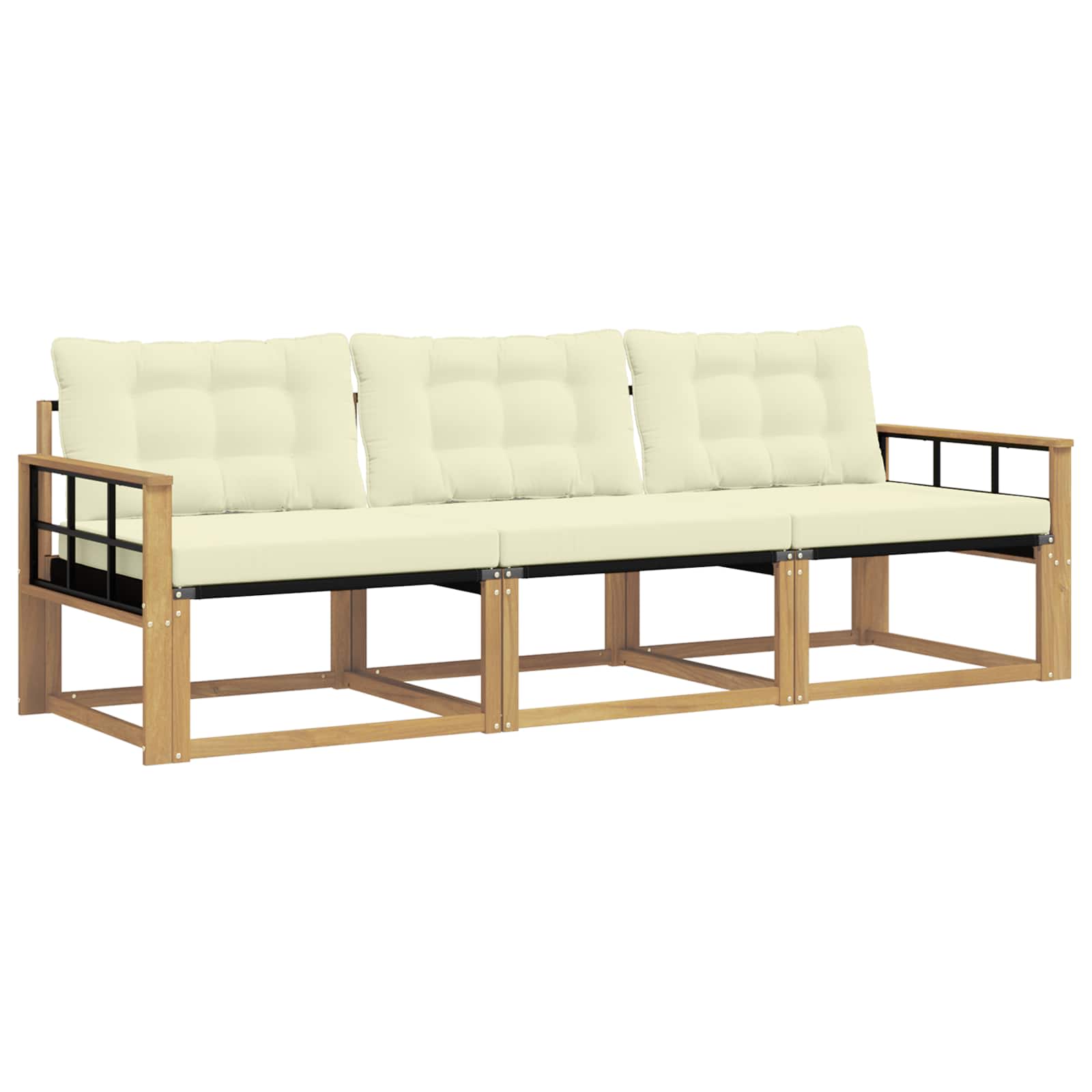 Outdoor-Sofagarnitur mit Kissen 3 pcs Weiß und Creme
