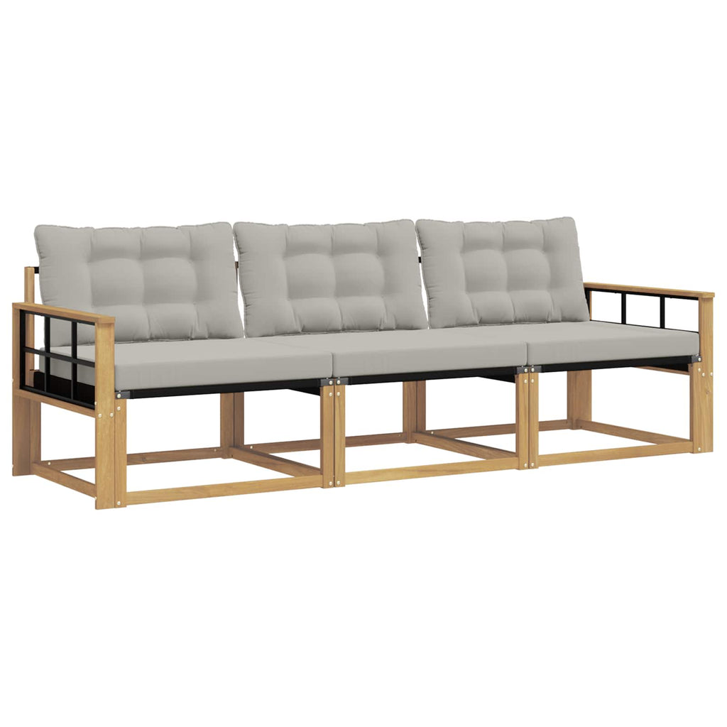 Outdoor-Sofagarnitur mit Kissen 3 pcs Weiß und Hellgrau