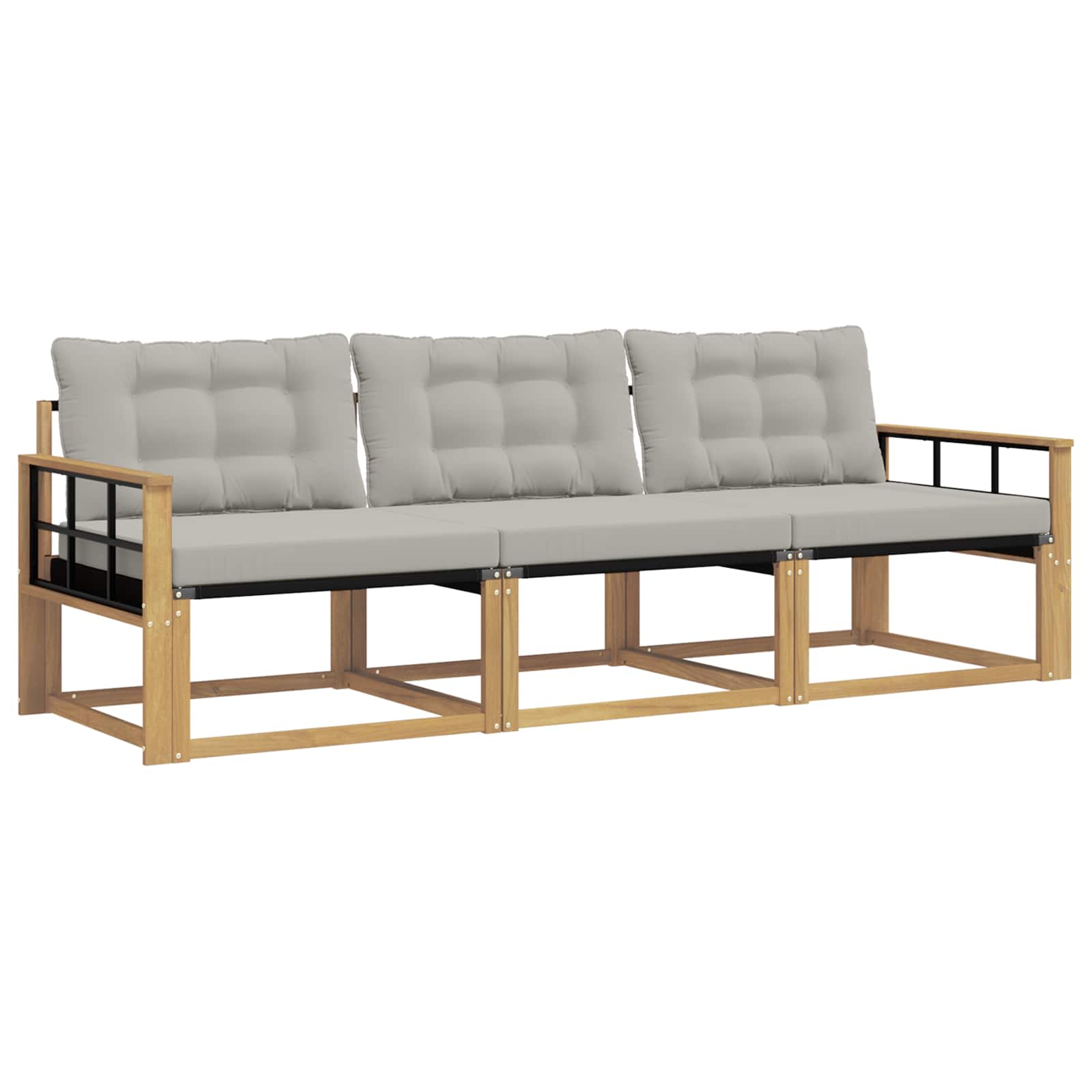Outdoor-Sofagarnitur mit Kissen 3 pcs Weiß und Hellgrau