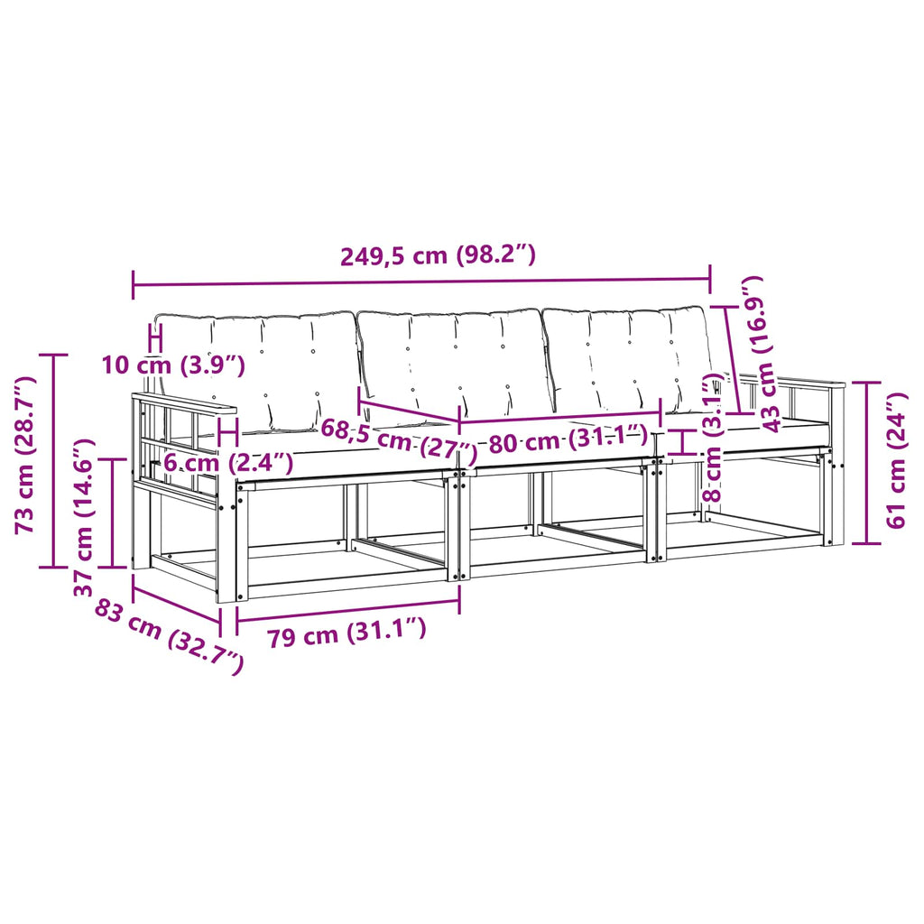 Outdoor-Sofagarnitur mit Kissen 3 pcs Weiß und Hellgrau