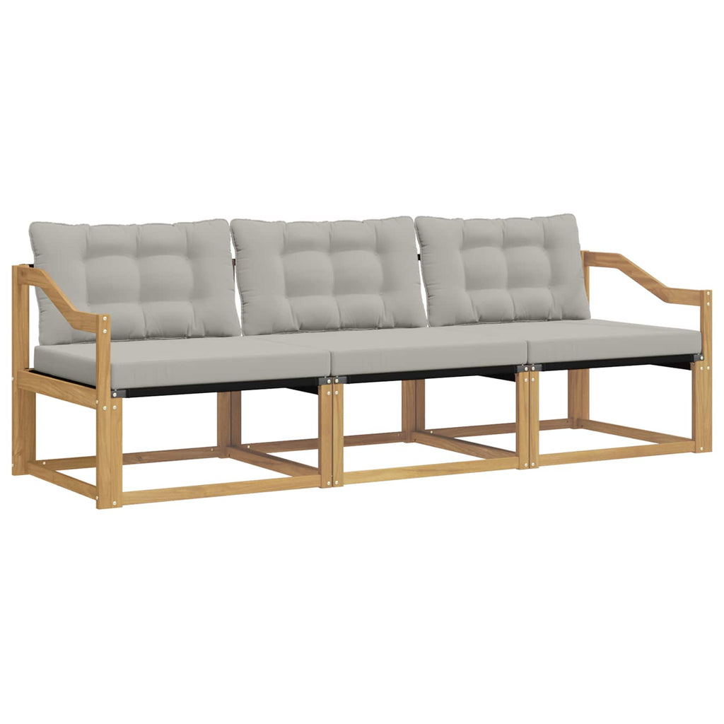 Outdoor-Sofagarnitur mit Kissen 3 pcs Weiß und Hellgrau