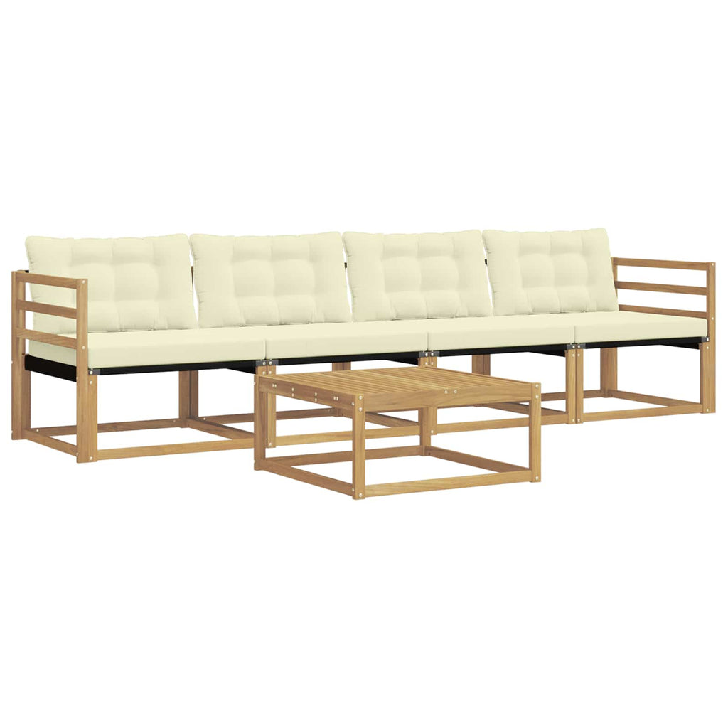 Outdoor-Sofagarnitur 5 pcs Weiß und Creme 79 x 79 x 37 cm
