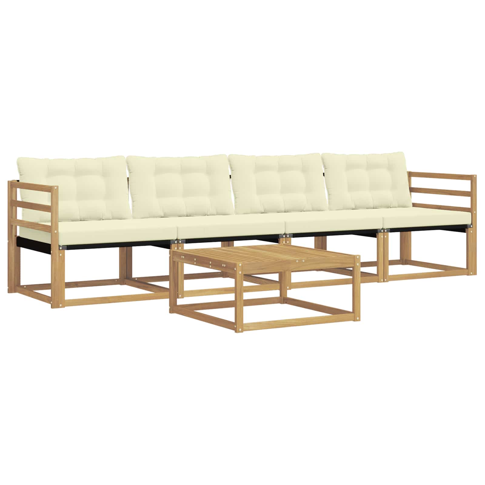 Outdoor-Sofagarnitur 5 pcs Weiß und Creme 79 x 79 x 37 cm