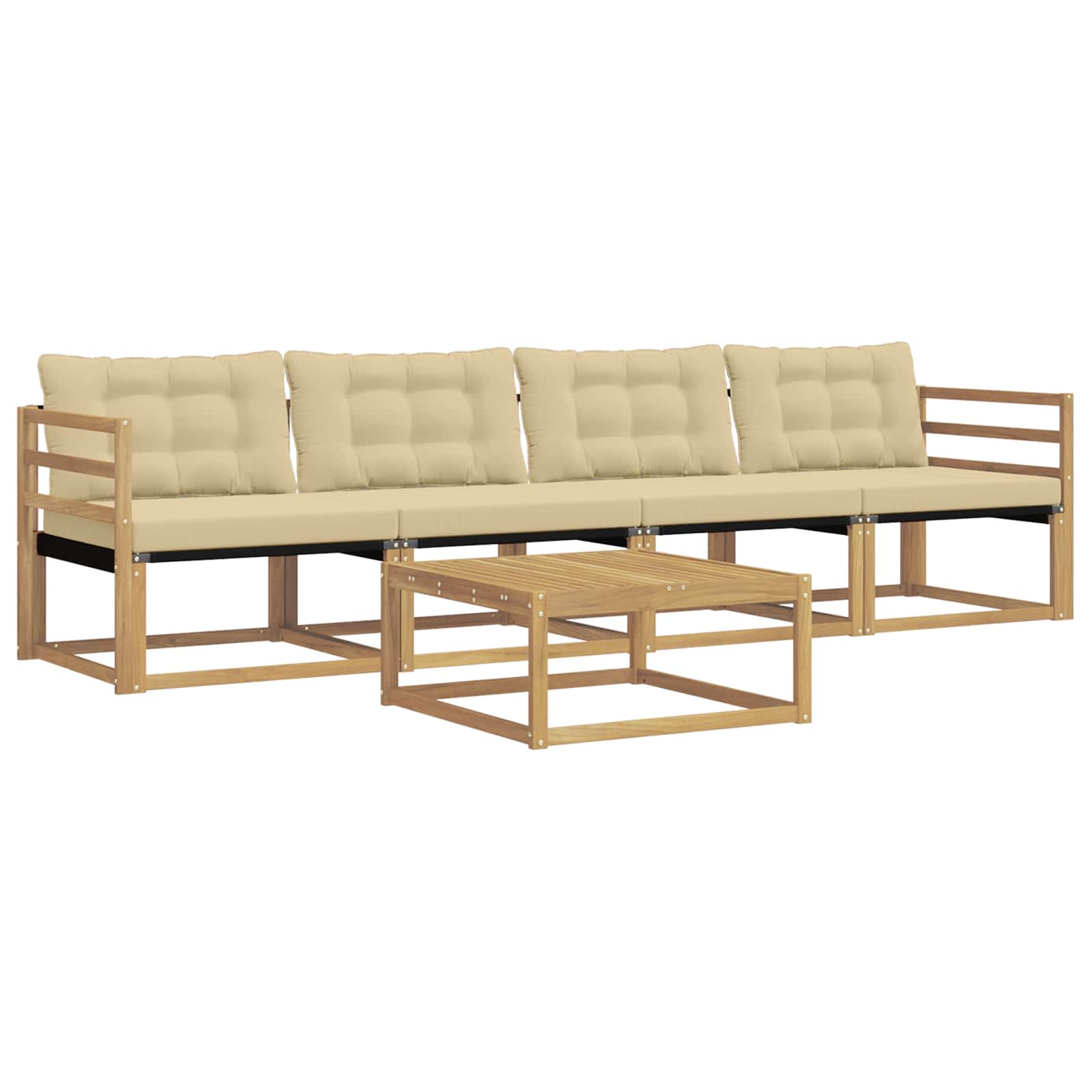 Outdoor-Sofagarnitur 5 pcs Weiß und Beige 79 x 79 x 37 cm