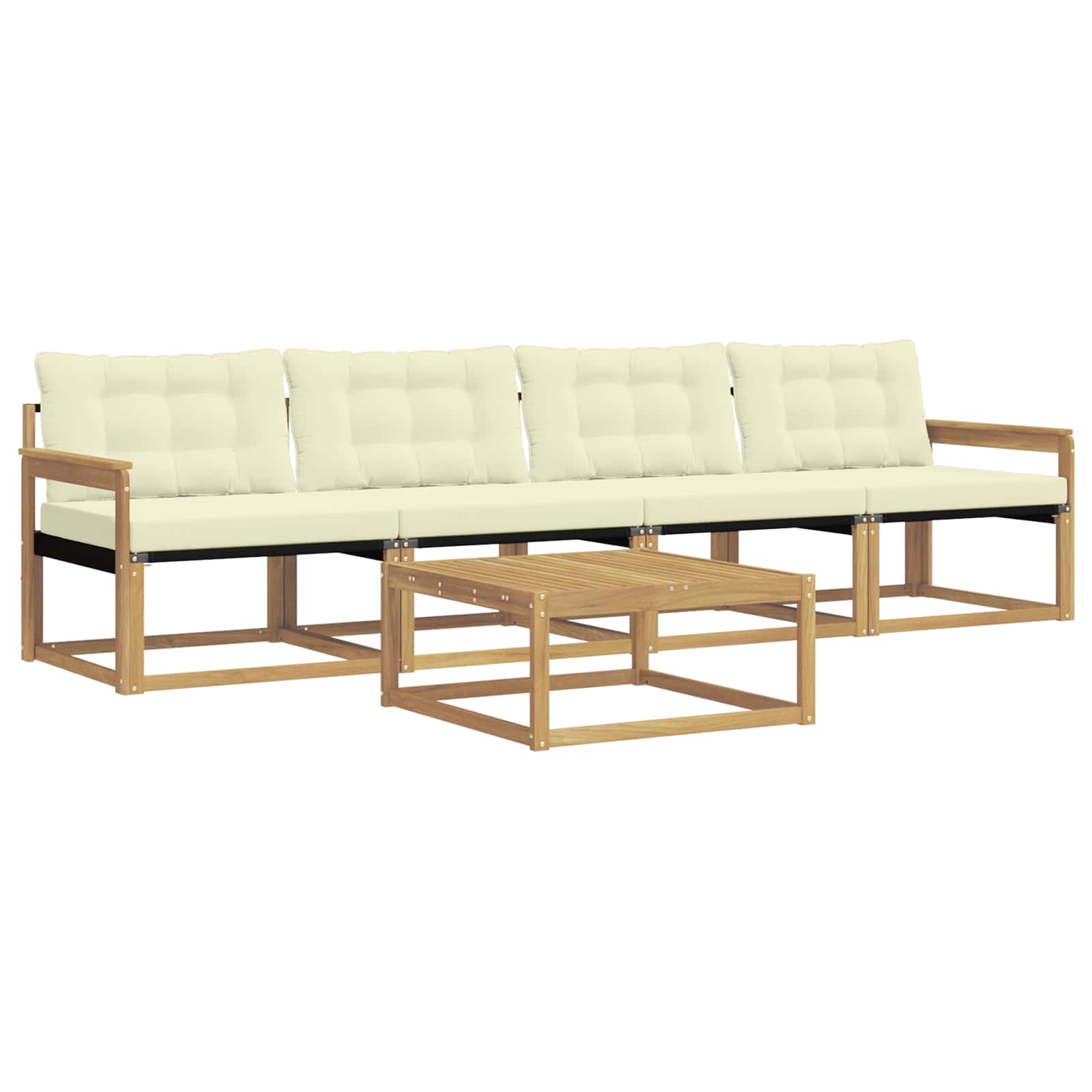 Outdoor-Sofagarnitur 5 pcs Weiß und Creme 79 x 79 x 37 cm