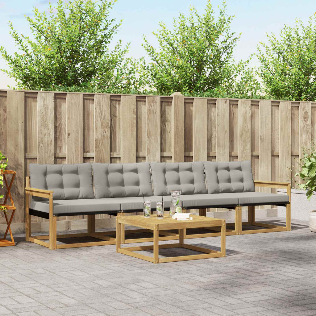 Outdoor-Sofagarnitur 5 pcs Weiß und Hellgrau 79 x 79 x 37 cm
