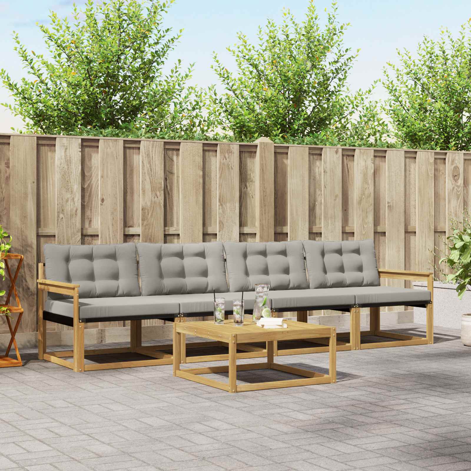 Outdoor-Sofagarnitur 5 pcs Weiß und Hellgrau 79 x 79 x 37 cm