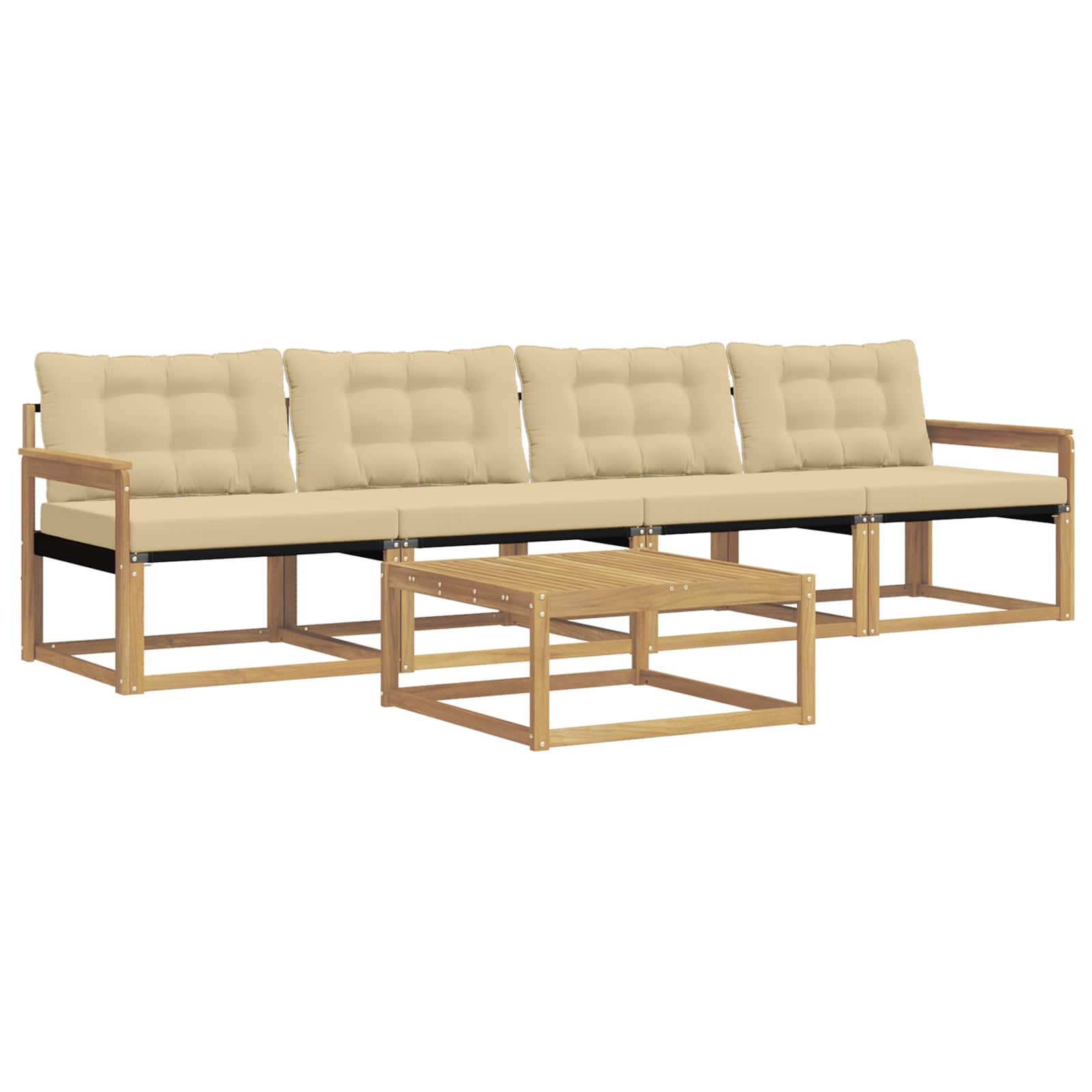 Outdoor-Sofagarnitur 5 pcs Weiß und Beige 79 x 79 x 37 cm