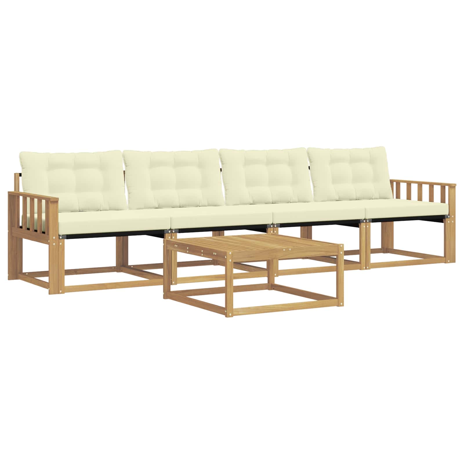 Outdoor-Sofagarnitur 5 pcs Weiß und Creme 79 x 79 x 37 cm