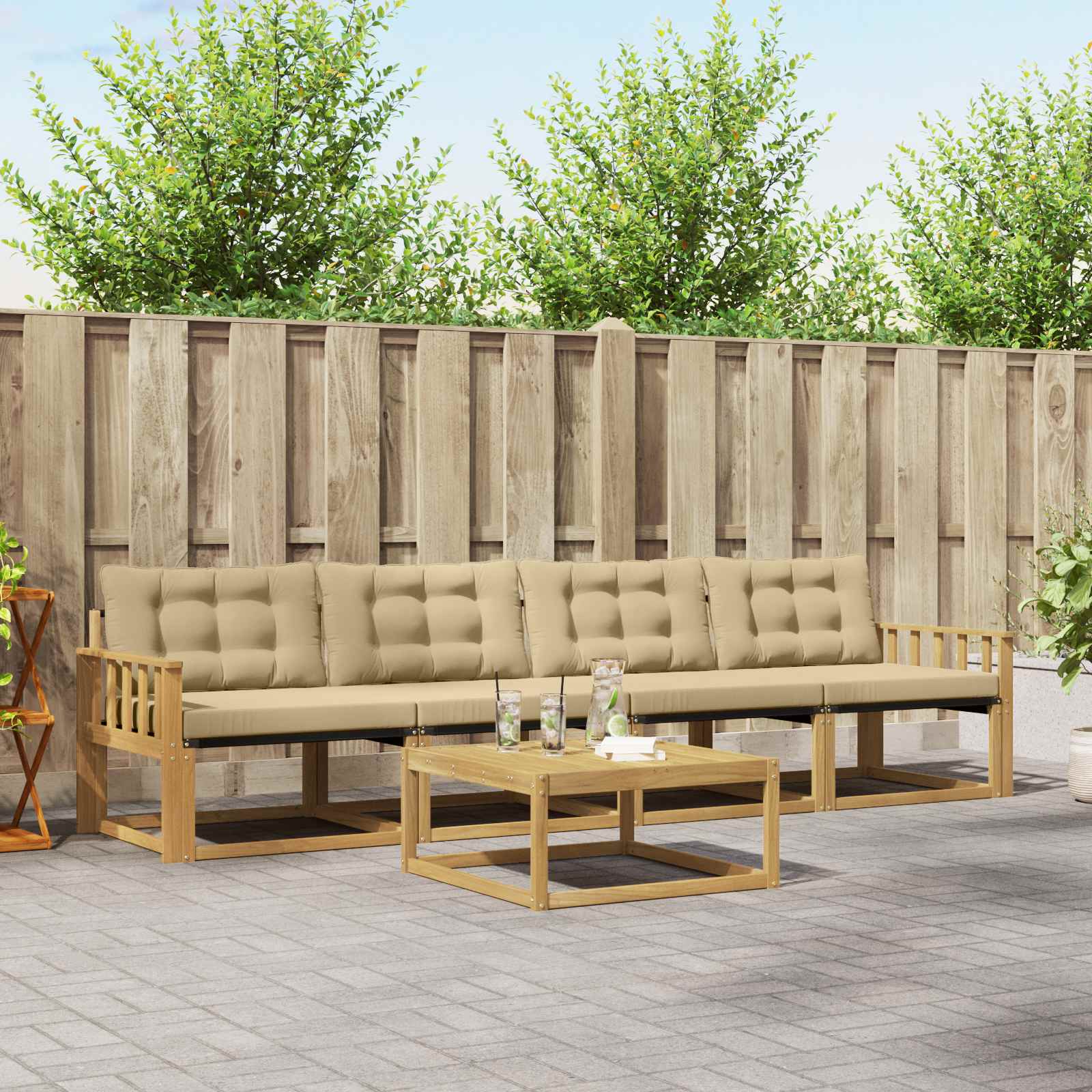 Outdoor-Sofagarnitur 5 pcs Weiß und Beige 79 x 79 x 37 cm
