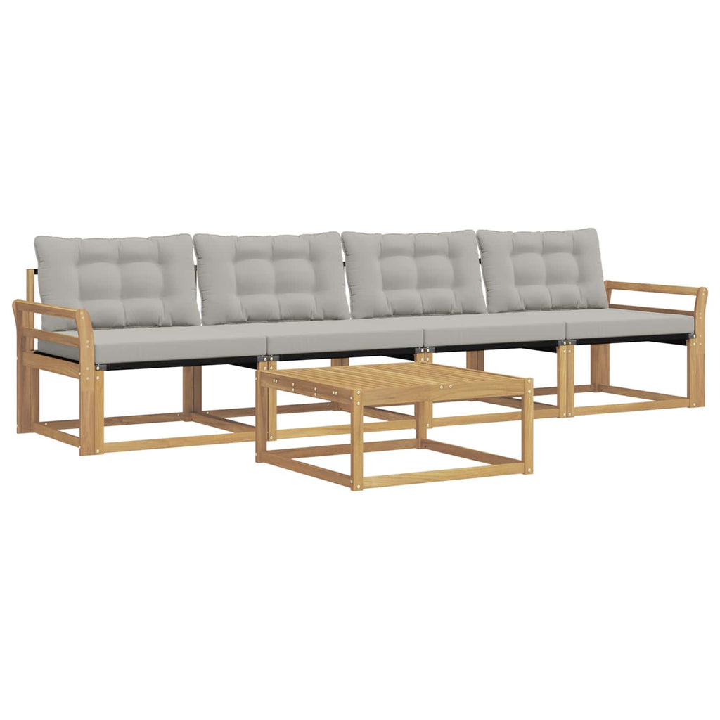Outdoor-Sofagarnitur 5 pcs Weiß und Hellgrau 79 x 79 x 37 cm