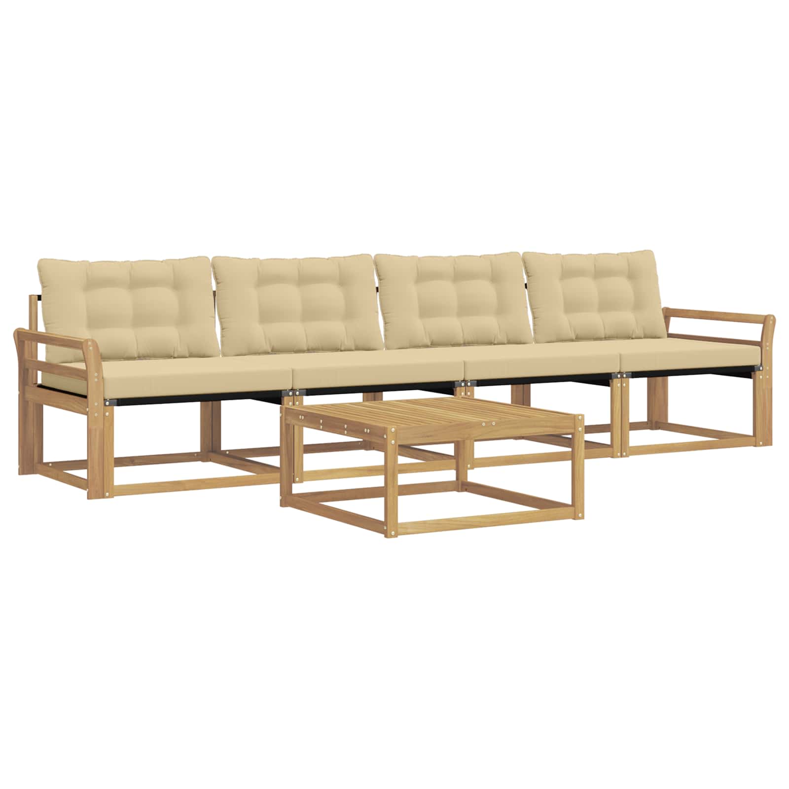 Outdoor-Sofagarnitur 5 pcs Weiß und Beige 79 x 79 x 37 cm
