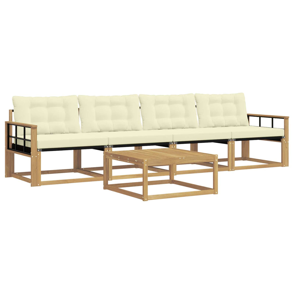 Outdoor-Sofagarnitur 5 pcs Weiß und Creme 79 x 79 x 37 cm