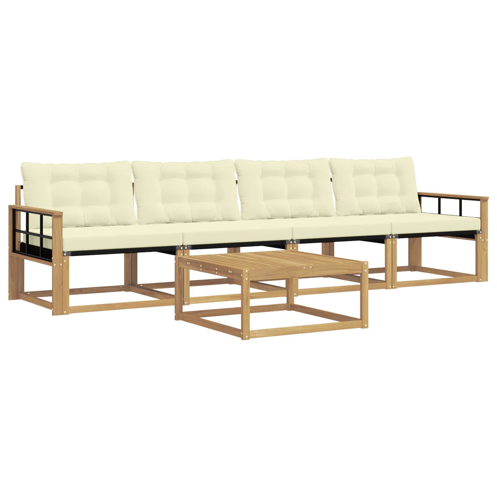 Outdoor-Sofagarnitur 5 pcs Weiß und Creme 79 x 79 x 37 cm