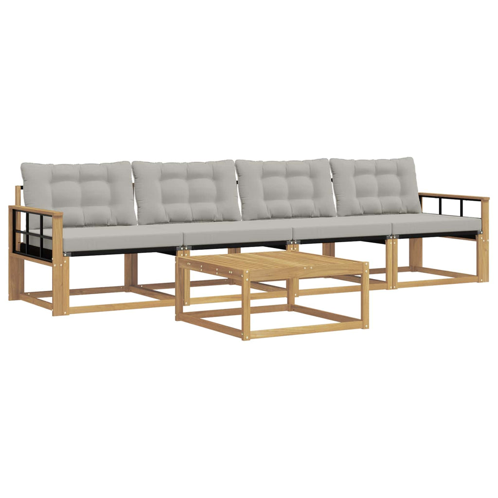 Outdoor-Sofagarnitur 5 pcs Weiß und Hellgrau 79 x 79 x 37 cm
