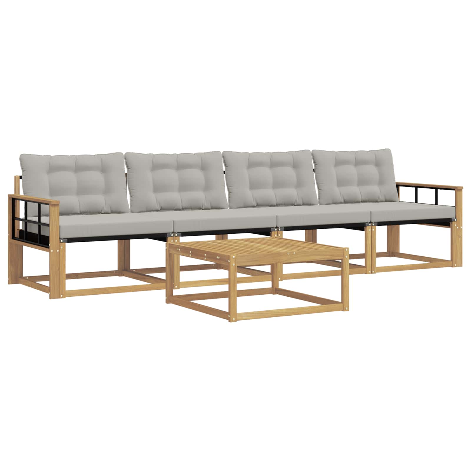 Outdoor-Sofagarnitur 5 pcs Weiß und Hellgrau 79 x 79 x 37 cm