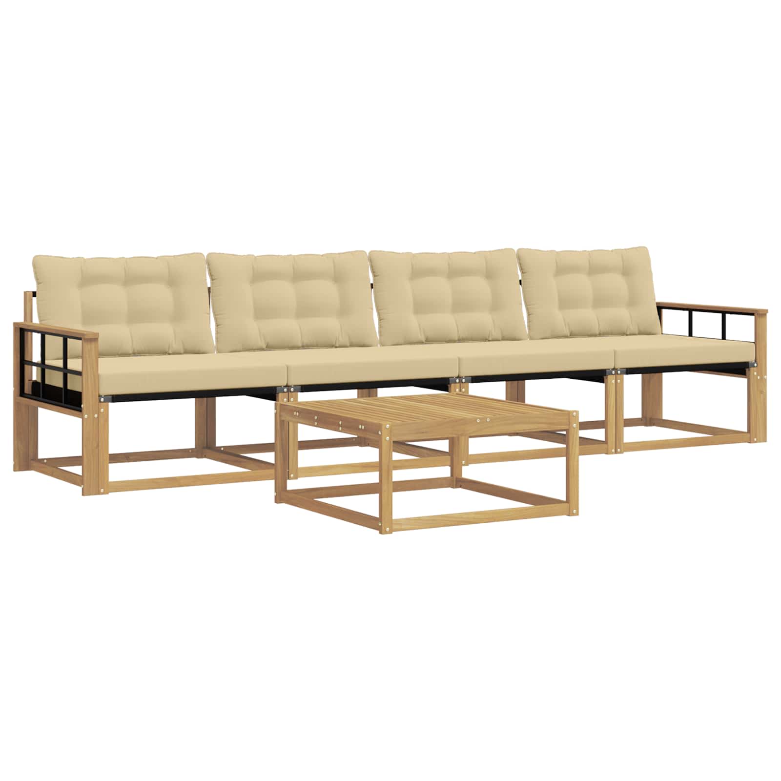 Outdoor-Sofagarnitur 5 pcs Weiß und Beige 79 x 79 x 37 cm
