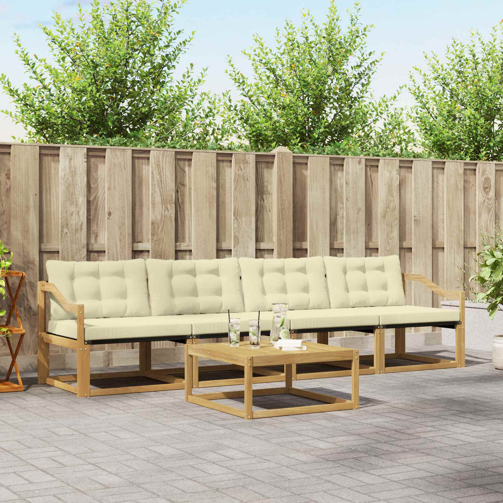 Outdoor-Sofagarnitur 5 pcs Weiß und Creme 79 x 79 x 37 cm