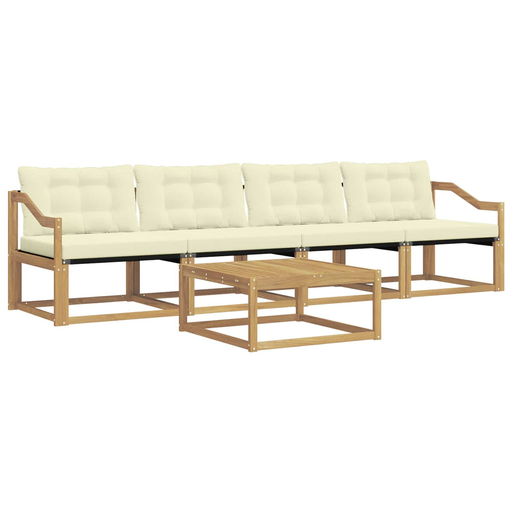 Outdoor-Sofagarnitur 5 pcs Weiß und Creme 79 x 79 x 37 cm