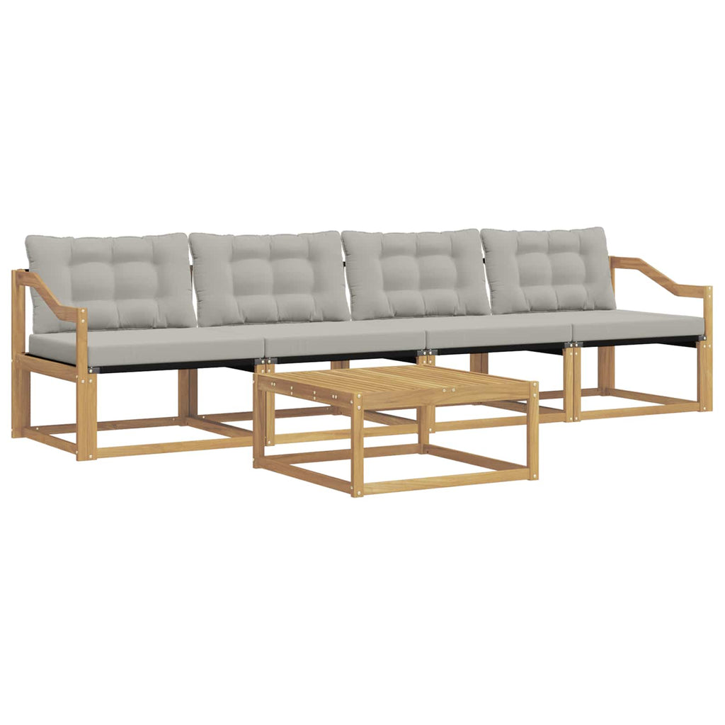 Outdoor-Sofagarnitur 5 pcs Weiß und Hellgrau 79 x 79 x 37 cm