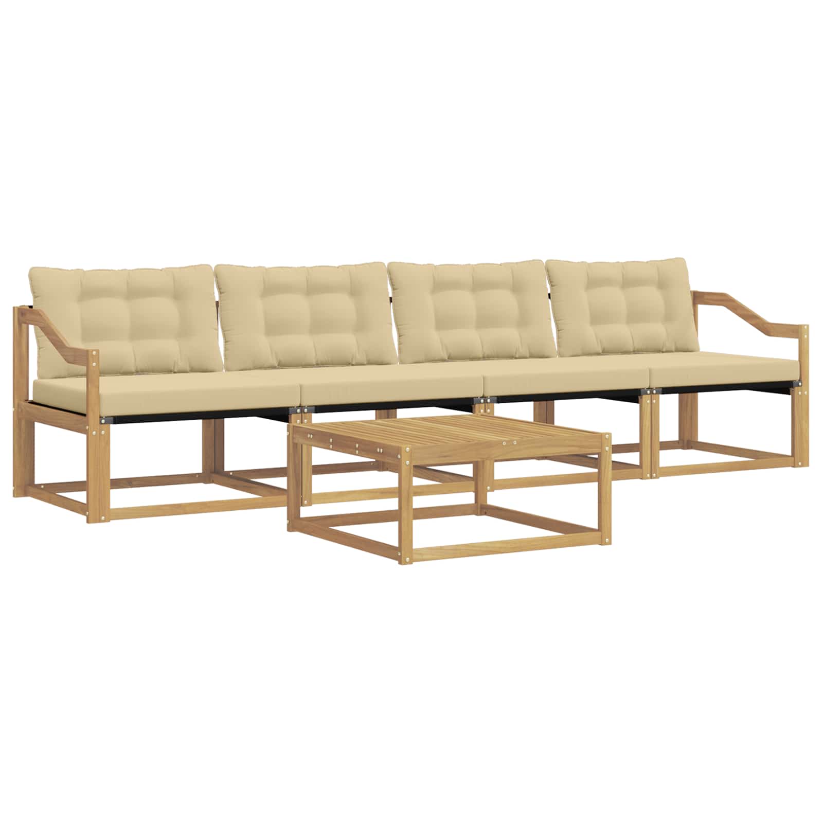 Outdoor-Sofagarnitur 5 pcs Weiß und Beige 79 x 79 x 37 cm