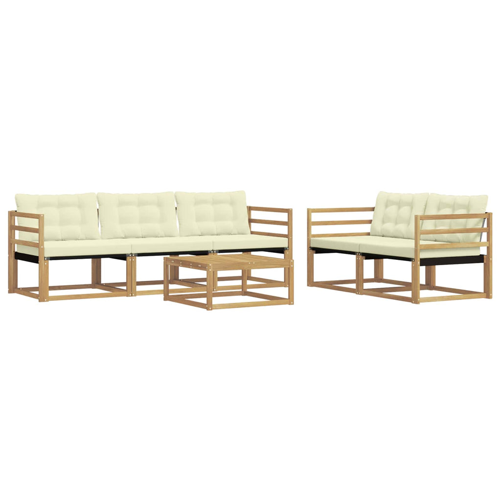 Outdoor-Sofagarnitur 6 pcs Weiß und Creme 79 x 79 x 37 cm