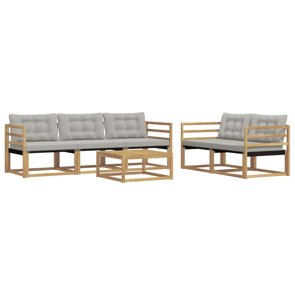 Outdoor-Sofagarnitur 6 pcs Weiß und Hellgrau 79 x 79 x 37 cm