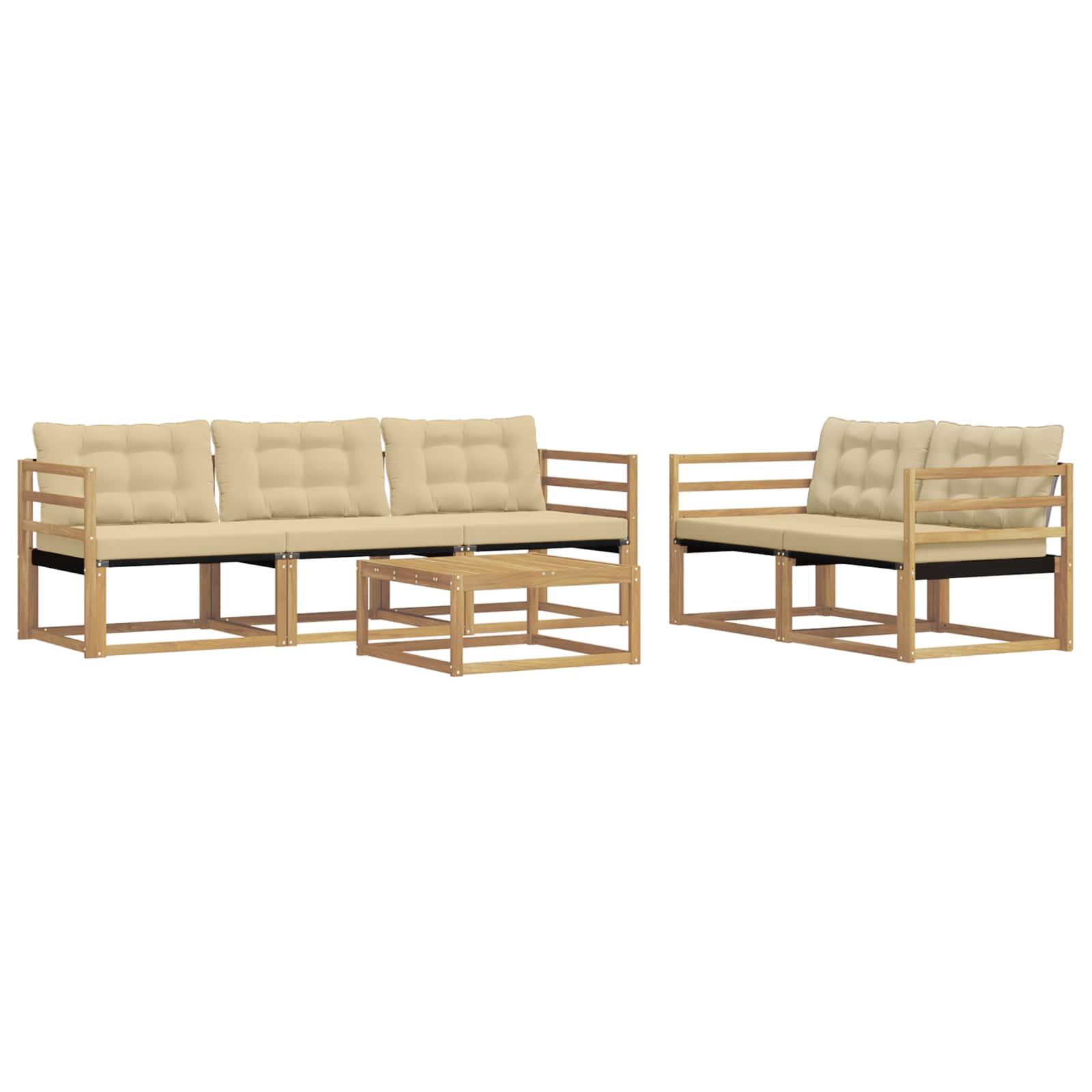 Outdoor-Sofagarnitur 6 pcs Weiß und Beige 79 x 79 x 37 cm