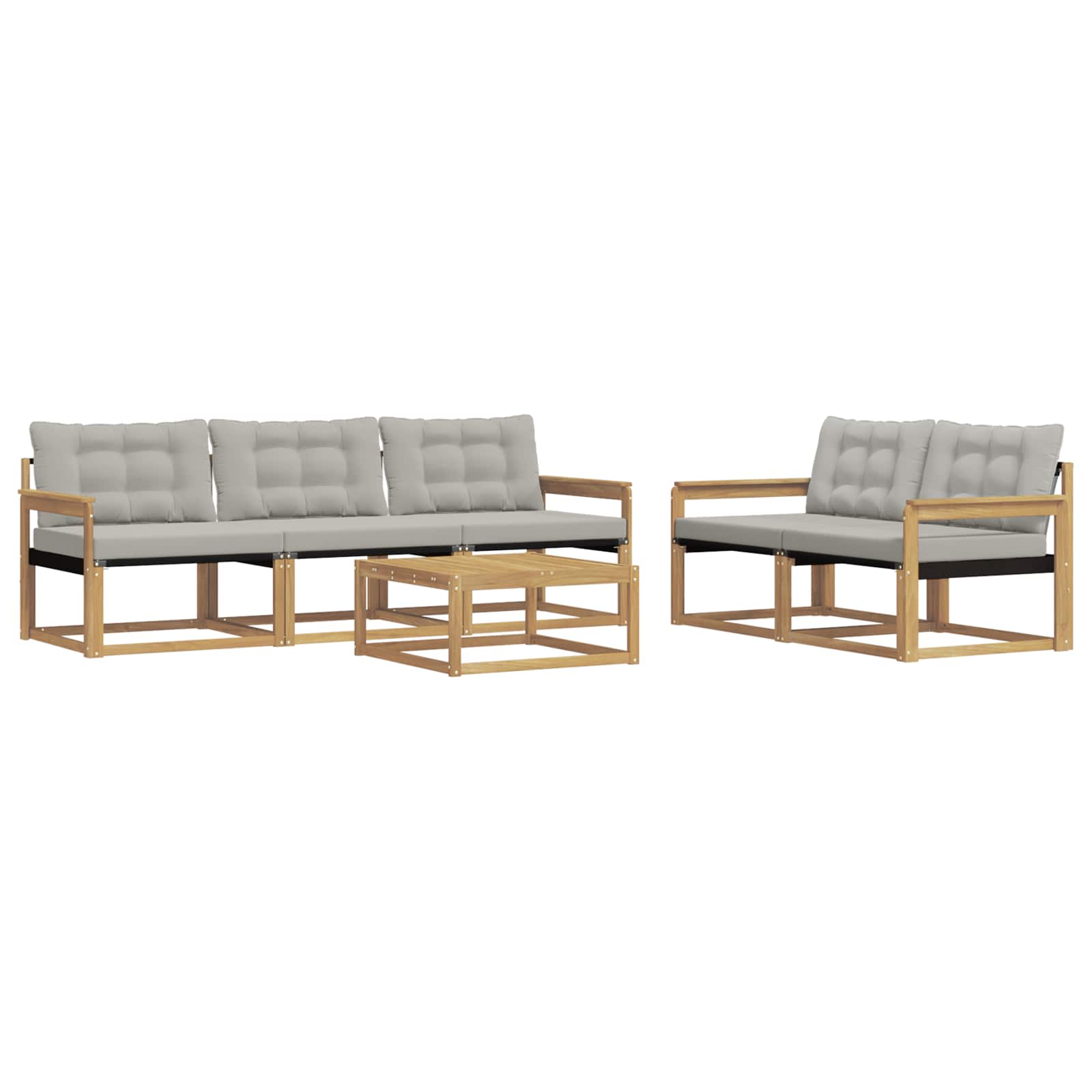 Outdoor-Sofagarnitur 6 pcs Weiß und Hellgrau 79 x 79 x 37 cm
