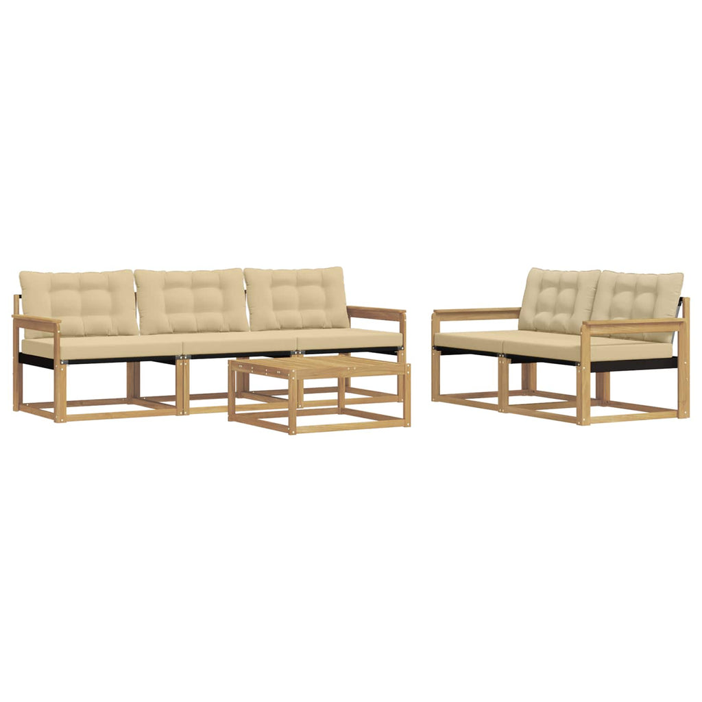 Outdoor-Sofagarnitur 6 pcs Weiß und Beige 79 x 79 x 37 cm